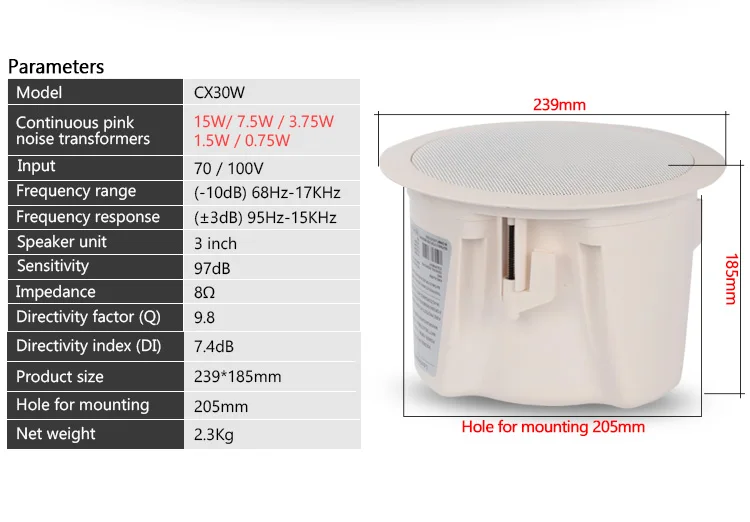 3 inch coaxial have HIFI sound quality suitable for background music conference room and so on high quality ABS material metal - ANKUX.COM