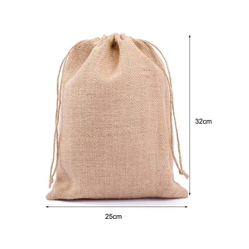 wholesale linen pouch tote burlap hemp jute drawstring bag with