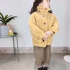 QIUCHEN ready to ship new arrival fashion faux fur lamb girls outfit children wear outwear coat