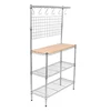 3 tiers metal mesh wire display storage rack stand adjustable display shelf with cutting board and hooks for customized
