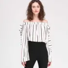 OEM Long Sleeve Striped Blusas Femininas Off Shoulder Blouse Tops for Women