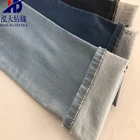 Deep blue grey cotton viscose tencel denim jeans fabric