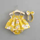 high quality clothing children's boutique girls sleeveless dress stitching cute princess dress set flower suit for baby