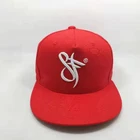 Customize 6 panel 100% acrylic flat bill 3D embroidered red snapback cap hat