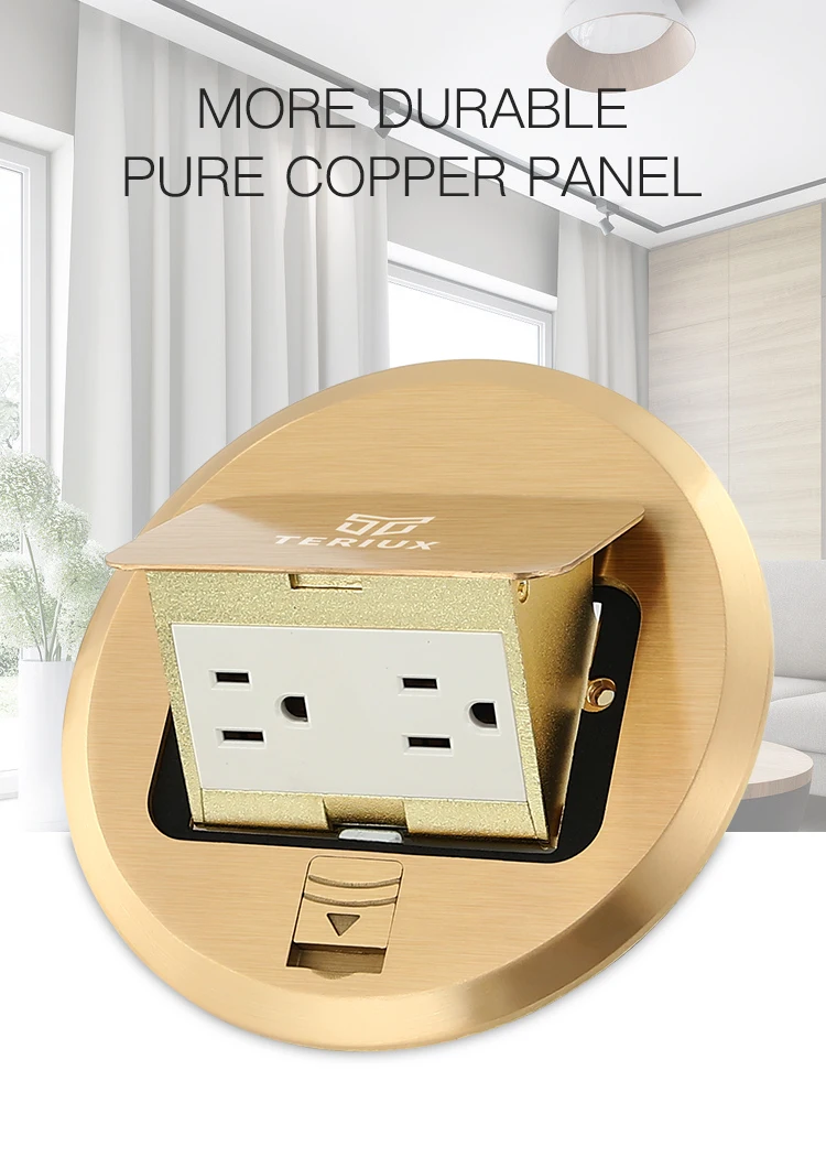 USA Standard brass power 16A round pop-up floor socket box