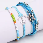 Hot Selling Bohemia Style Seed Beads Bracelet Wire Alloy Hand-woven Anchor Bracelets Set
