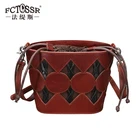 Luxury Bucket Shape Vintage Genuine Leather Female Shoulder Messenger Crossbody Bags