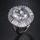 Fashion Fan Shape Gold Color Ring Big CZ Crystal Rings Round Cubic Zircon Ring for Women