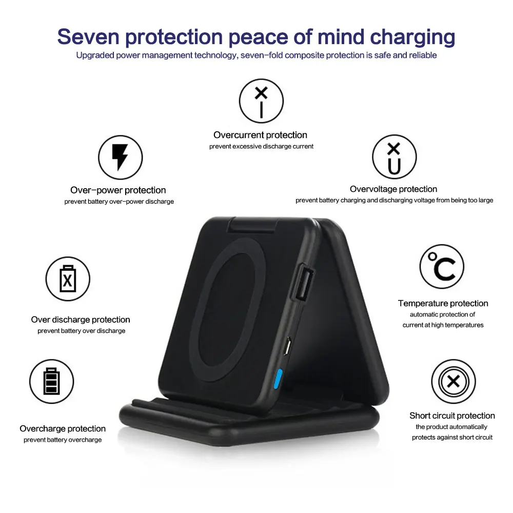 OEM Foldable Wireless charger for iPhone Samsung Xiaomi 5200mAH External battery Power Bank Universal Power Holder Dock - ANKUX.COM