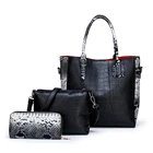 Bag Hand 3 Pcs Set Bag Women Handbags Designer Women's Purse Hobo Crocodile Alligator Leather Evening Hand Ladies Handbag