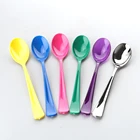 High quality long handle cheap colored small yogurt serving dessert disposable mini plastic coffee spoon
