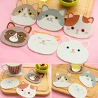 Placemat Mat Silicon Cat Pattern Silicone Insulation Anti-heat Placemat Cup Bowl Mat