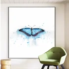 Simple Design Canvas Print Animal Blue Butterfly Abstract Painting With Frames