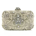 Woman Floral Pearls Clutch Evening Bag With Gold Chain Wedding Party Acrylic Designer Hand Bag With Metal Frame