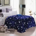 Wholesale 100% Polyester Super Soft Star Blue Bedsheet Flannel Coral Fleece Blanket