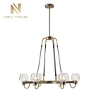 Fashion style metal hanging rod glass lampshade candle pendant light chandelier