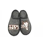 Slippers Animal Lady Felt Slippers With Animal Embroidery Flat Felt Sole