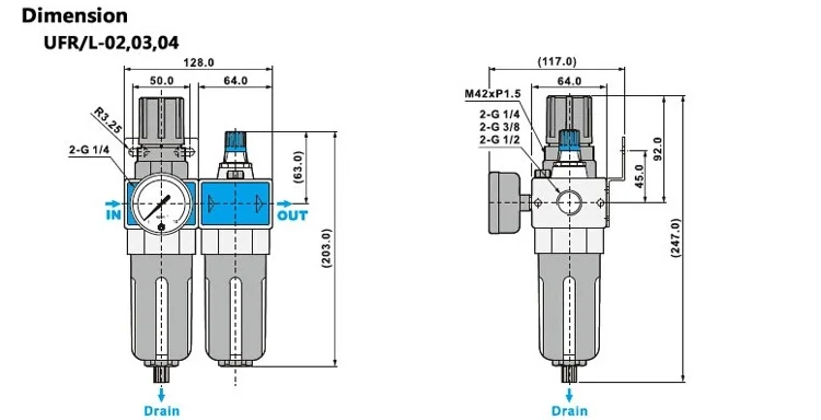 SHAKO UFR/L series Pneumatic Valve and Lubricator Assembly UFR/L-02,UFR/L-03,UFR/L-04