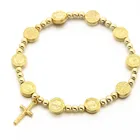 Wholesale Jesus Cross Chain Bracelet Gold Religious Beaded Bracelet Rosary Catholic Rosary Bracelet