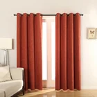 Luxury SanX Twined Twisted Linen Blackout Fabrics Curtains Orange For The Living Room