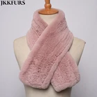 Women's Real Knitted Rex Rabbit Fur Scarf Genuine Fur Neck Collar Soft Shawls Winter Warm Muffler S7453