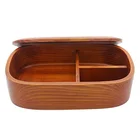 Home eco-friendly polishing process curved form puce wood tiffin box lunch