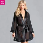 Miiow apparel Women's Lace Kimono Robe Babydoll Lingerie Mesh Nightgown