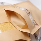 Resealable Custom nuts packaging kraft doypack pouch paper food grade bags with clear window