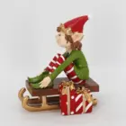 Tabletop Decoration Resin Elf sitting on Sled Craft for Christmas Decoration