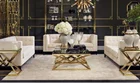 Modern Fashion Classic Tempered Glass Top Crossed Leg Coffee Table