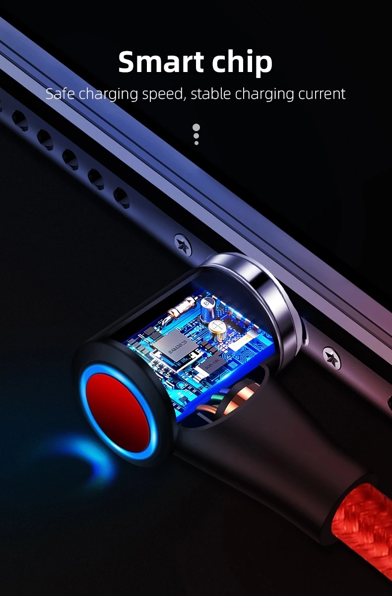 QC3.0 3A Fast Charging 90 Degree Right Angled Magnetic USB Cable for iPhone Micro USB Type C - ANKUX.COM