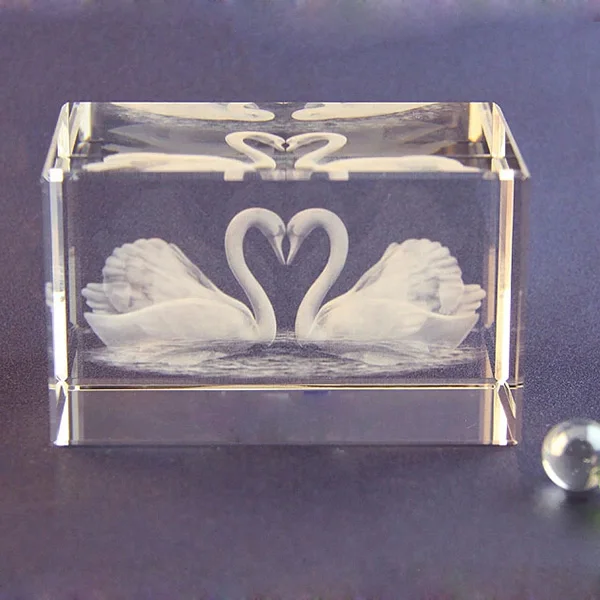 k9 crystal 3d laser animal cube crystal swan cube for wedding