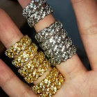 Punk 8mm high quality 18k gold plated diamond cuban link ring