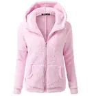 2019 Winter Womens Casual Multi-colored Sherpa Hoodie Full Zip Coat Jacket