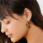 Hot Selling Leaf Earrings Acrylic Drop Hoop Earrings Acetate Sheet Earring