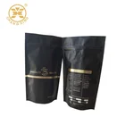 Golden printed black resealable stand up coffee bag with valve