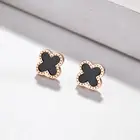 Earrings Earrings Korean Fashion Rose Gold Titanium Steel Lucky 4 Leaf Stud Earrings For Women