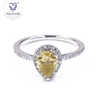 Yadis In stock yellow moissanite pear cut 1.25ct S925 white gold plated jewelry wedding rings for women