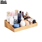 Bamboo Desktop Organizer Wooden Cosmetics Make Up Storage Box