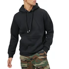 Men Customized Logo Plain Black Pullover Thick Fleece Hoodies