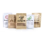 Free Custom Logo Low MOQ Heat Seal Food Grade Brown Kraft Paper Packaging Ziplock Bag Snack Packaging