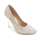Ladies Party Dance Dress Pumps Gold Glitter Bling Pointed Toe High Heels For Women Shoes