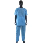 disposable cleaning room scrub suit,blue hospital scrubs,nursing hospital gown