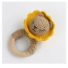 Promotion Lovely Plush Animal Tiger Crochet Knit Toys Baby Rattle Wooden Teether Toys