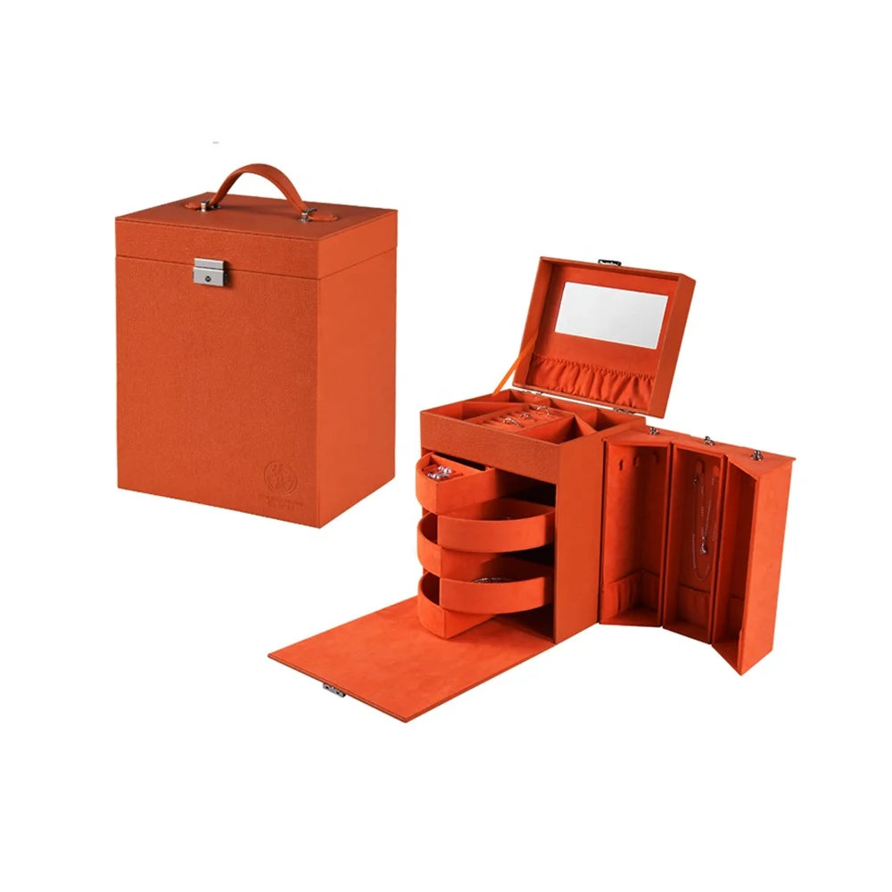 wholesale fashion custom portable red leather jewelry packing