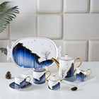 Stylish arabic cups ceramic pourpular design new bone tea cup set with plate