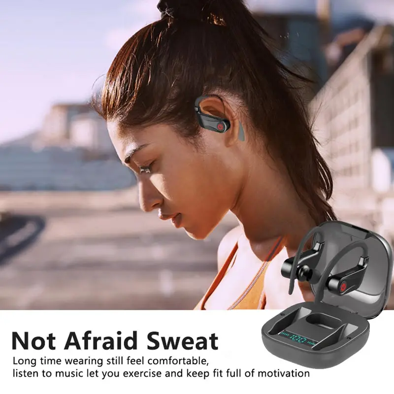 Q62 Wireless  5.0 Headphones Stereo Earbuds 10 hours Playtime IPX4 Waterproof Sports Earphones with Mic Charing Box