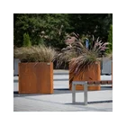 Custom Corten Steel Flower Pot Large Vertical Flower Pot Decorative outdoor plant large corten steel flower pot