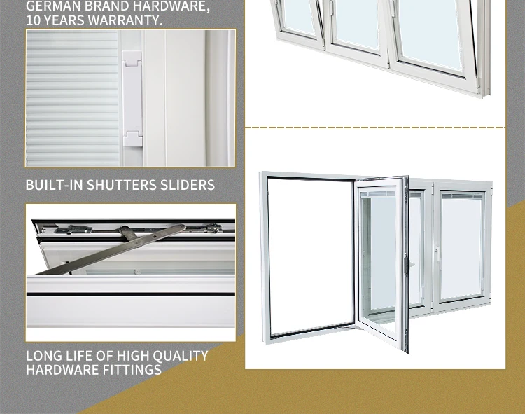 NFRC certificate aluminum tilt and turn window with mosquito net triple glazing