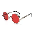 Vintage red colored metal unisex steampunk sun glasses